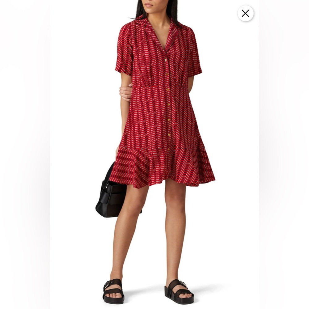 Scotch & Soda Short Sleeve Printed Button-Up Shirt Dress Preppy Feminine Sz XS